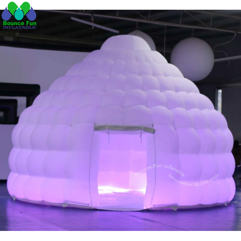 Outdoor Lighting Rental For Party - Witte opblaasbare iglo-koepeltent met led-verlichting Draagbare
