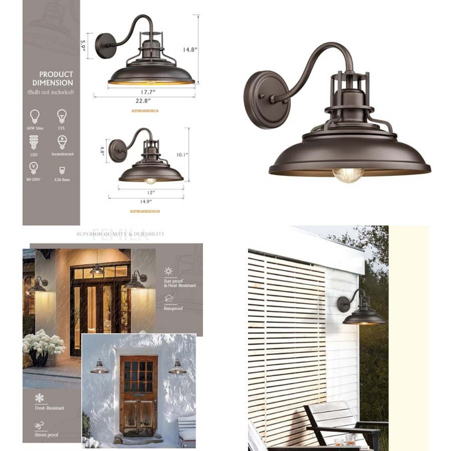 Outdoor Lighting Vintage - Buitenlamp voor schuur, buitenverlichtingsarmaturen, vintage boerderij