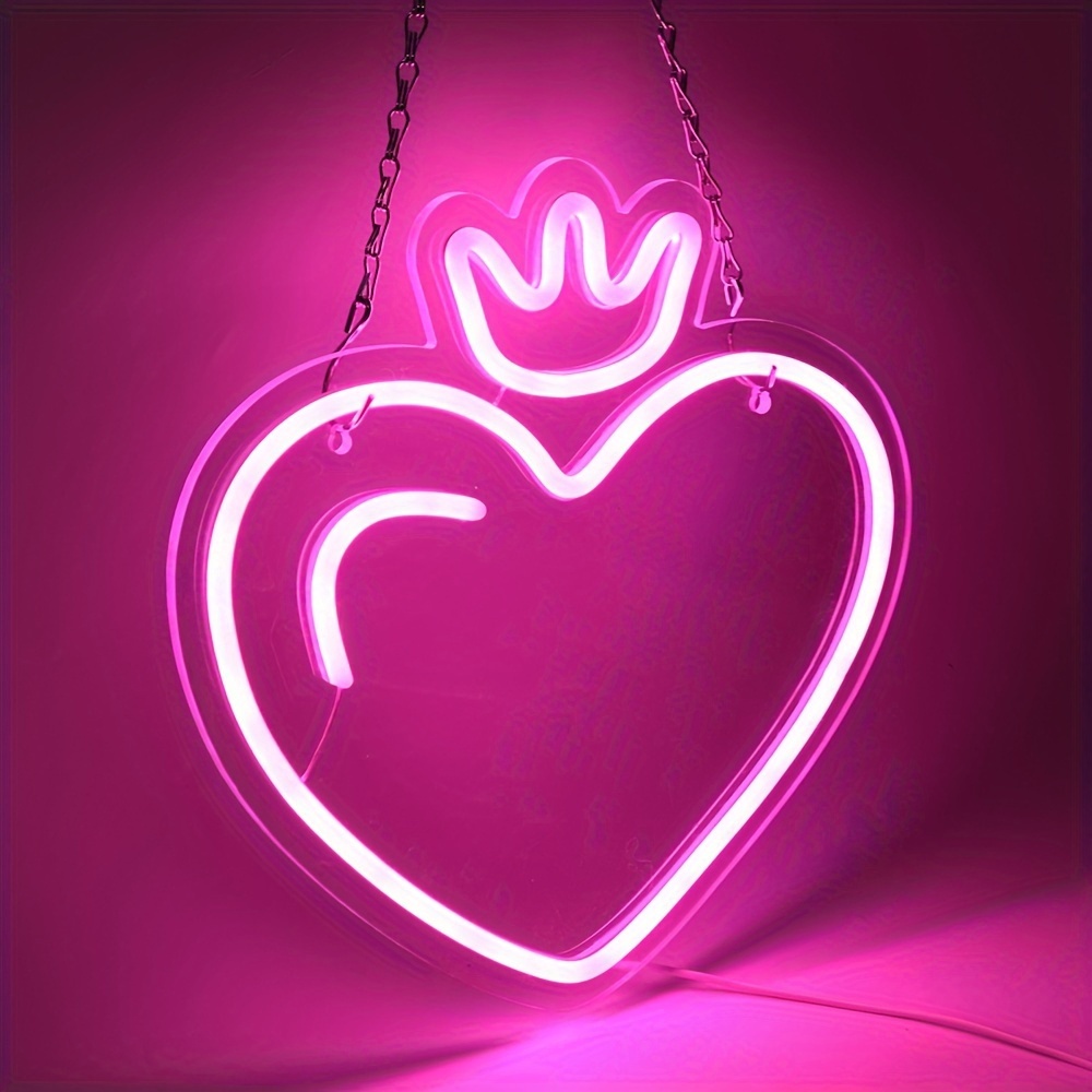 Outdoor Lighting Options - LED Hartkroon Neonbord, Roze & Rode