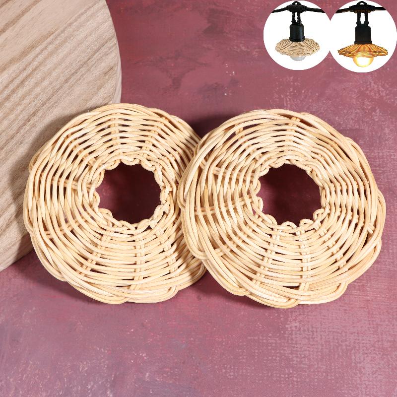 Outdoor Lighting Chandelier - 2 stuks handgeweven rotan lampenkap vintage
