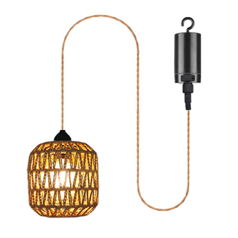 Outdoor Lighting Chandelier - SHGO-batterij-aangedreven buitenkroonluchter, geweven rotan hanglamp voor