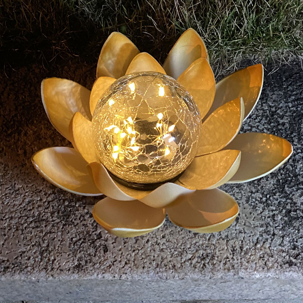 Outdoor Lighting For Christmas - Lotusvormige Tuin Solar Lights Gebarsten Glazen