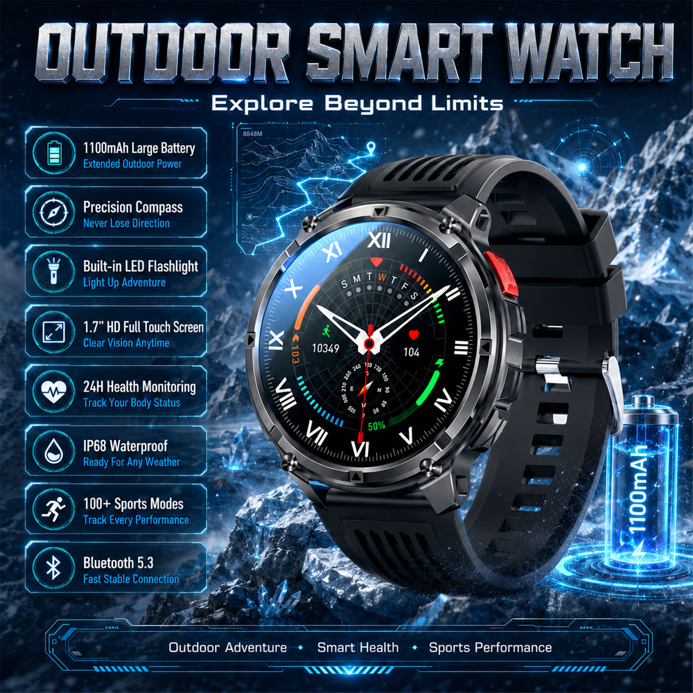Outdoor Lighting Zones - 2026 Nieuwe YAOCX AMOLED Smartwatch Heren