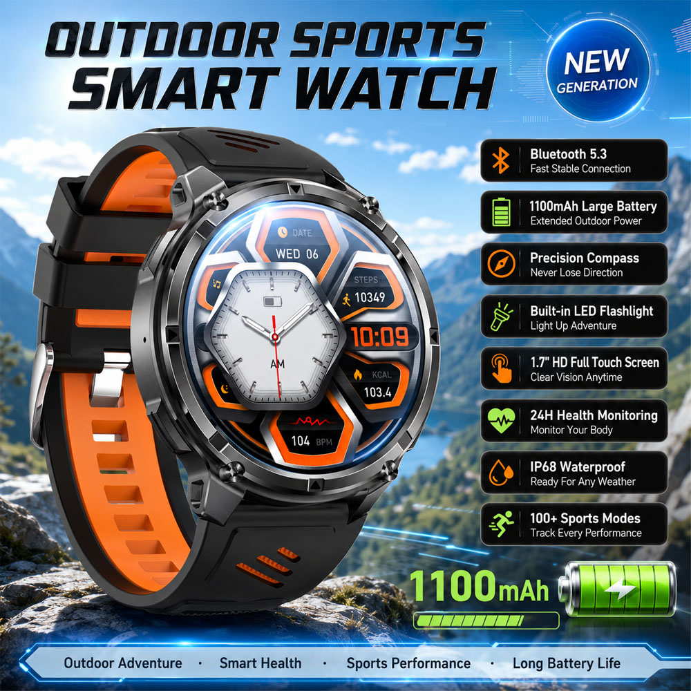 Outdoor Lighting Zones - YAOCX AMOLED Smartwatch Heren 1100mAh Sportmodi