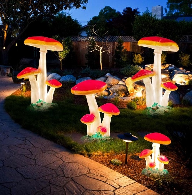 Outdoor Lighting For Christmas - Waterdichte levensgrote simulatie paddenstoel verlichtingsstandbeeld van