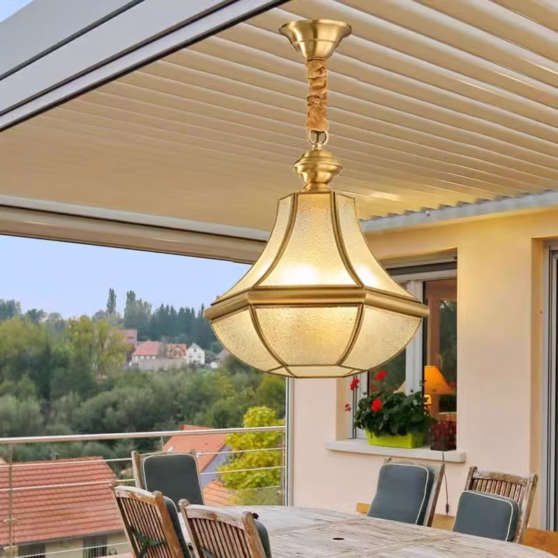 Outdoor Lighting Chandelier - Buitenwaterdichting Volledig koperen kroonluchter led glazen