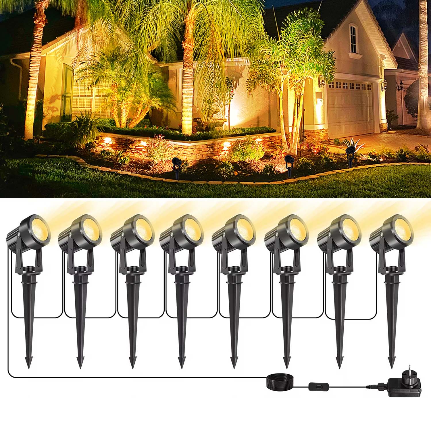 Outdoor Lighting Uk - 4/6/8LEDS 3000K Outdoor Spotlight Landschap IP65