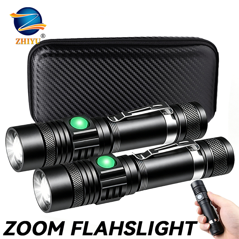 Outdoor Lighting For Home - T6 LED oplaadbare zaklamp, 18650 zoombare