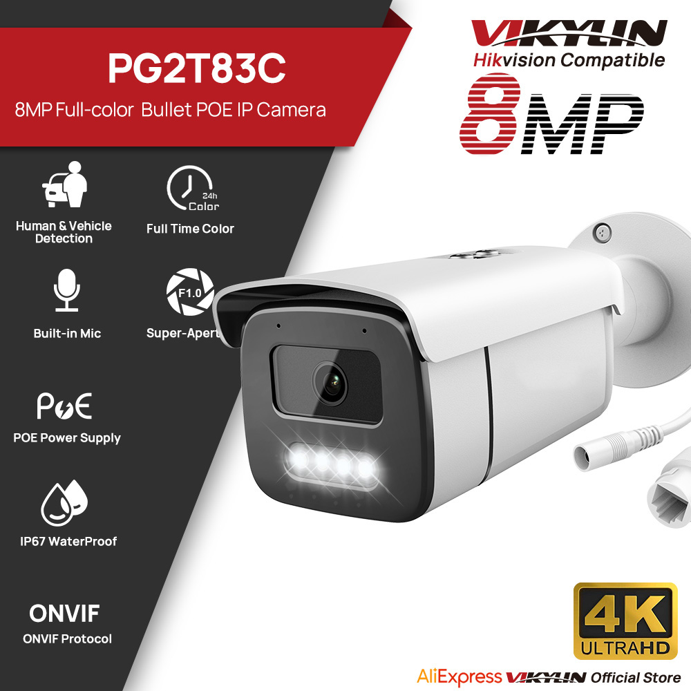 Outdoor Lighting Options - Vikylin 8MP Full Color Nachtzicht Bullet
