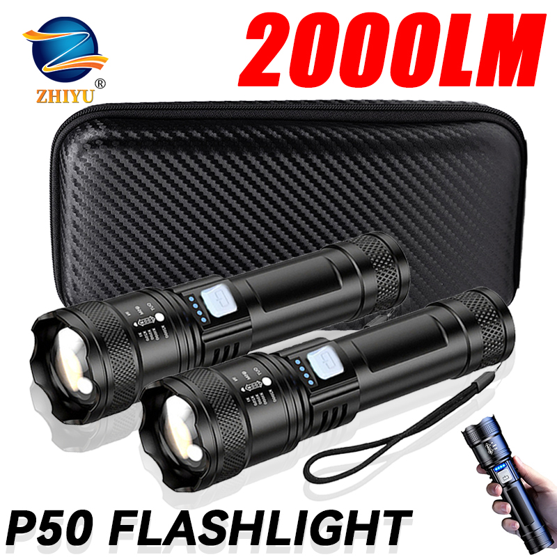 Zinc Outdoor Lighting - Tactische LED-zaklamp 2000LM USB oplaadbare waterdichte