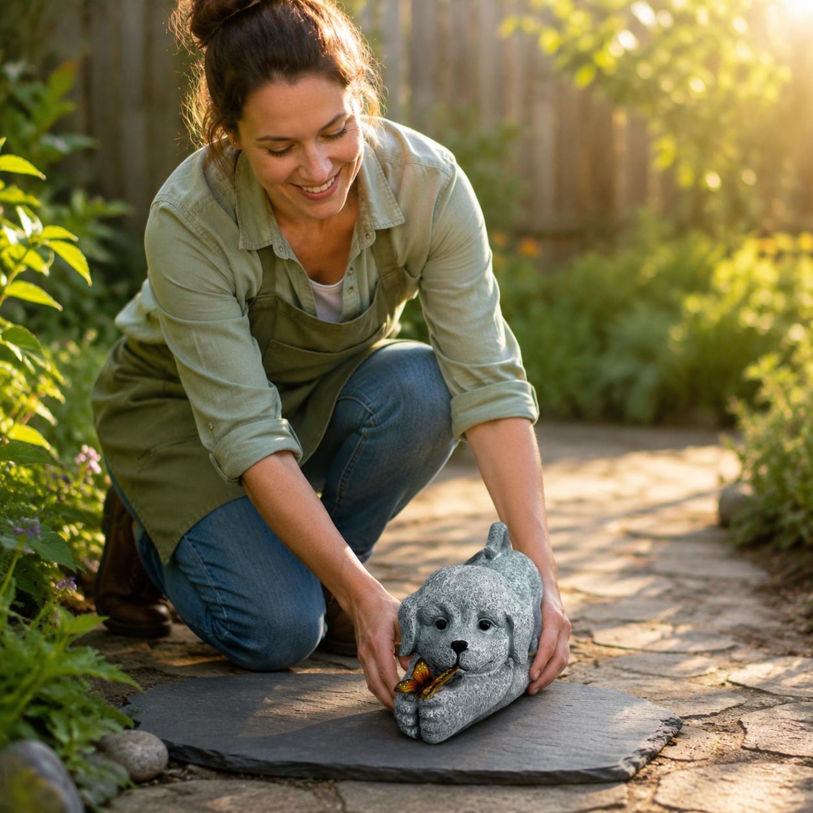 Outdoor Lighting Yard Decoration - Solar Dog Statue Resin Craft Solar