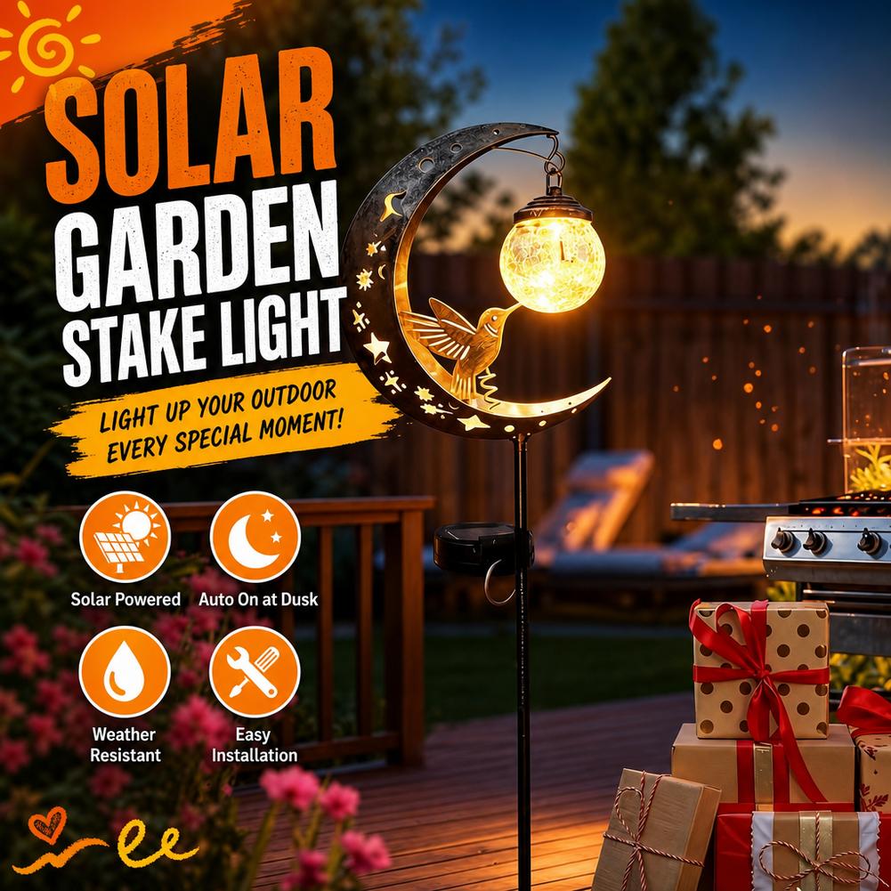 Outdoor Lighting Yard Decoration - Solar Lawn Light Iron Hummingbird Silhouette