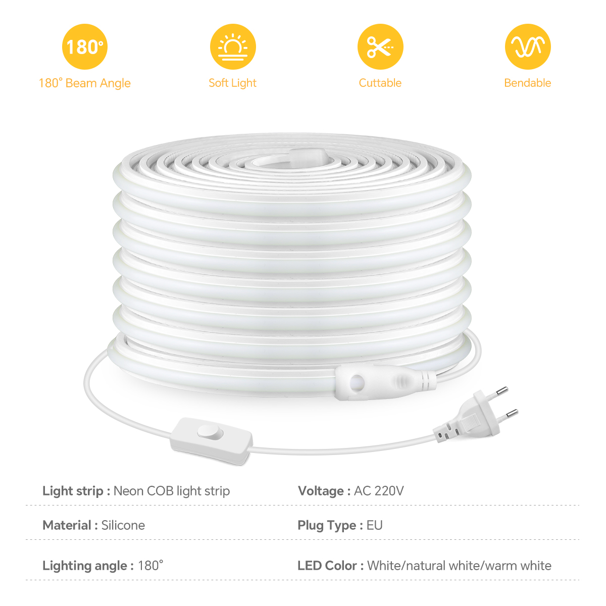 220V COB Led Strip Hoge Dichth - Outdoor Lighting Led Strip recensie en prijs