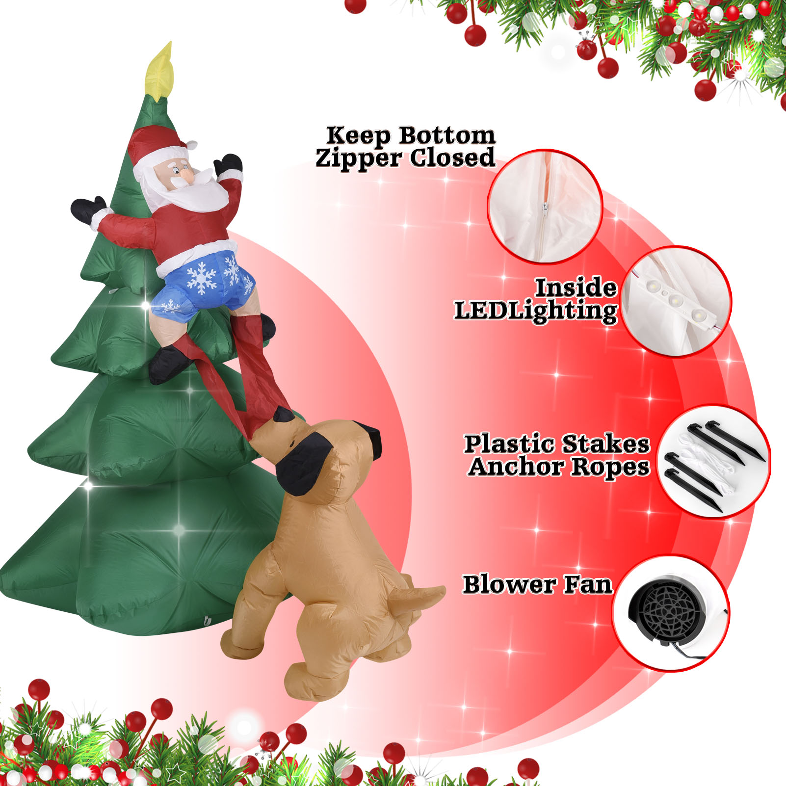 Kerst opblaasbare hond met ker - Outdoor Lighting For Christmas recensie en prijs