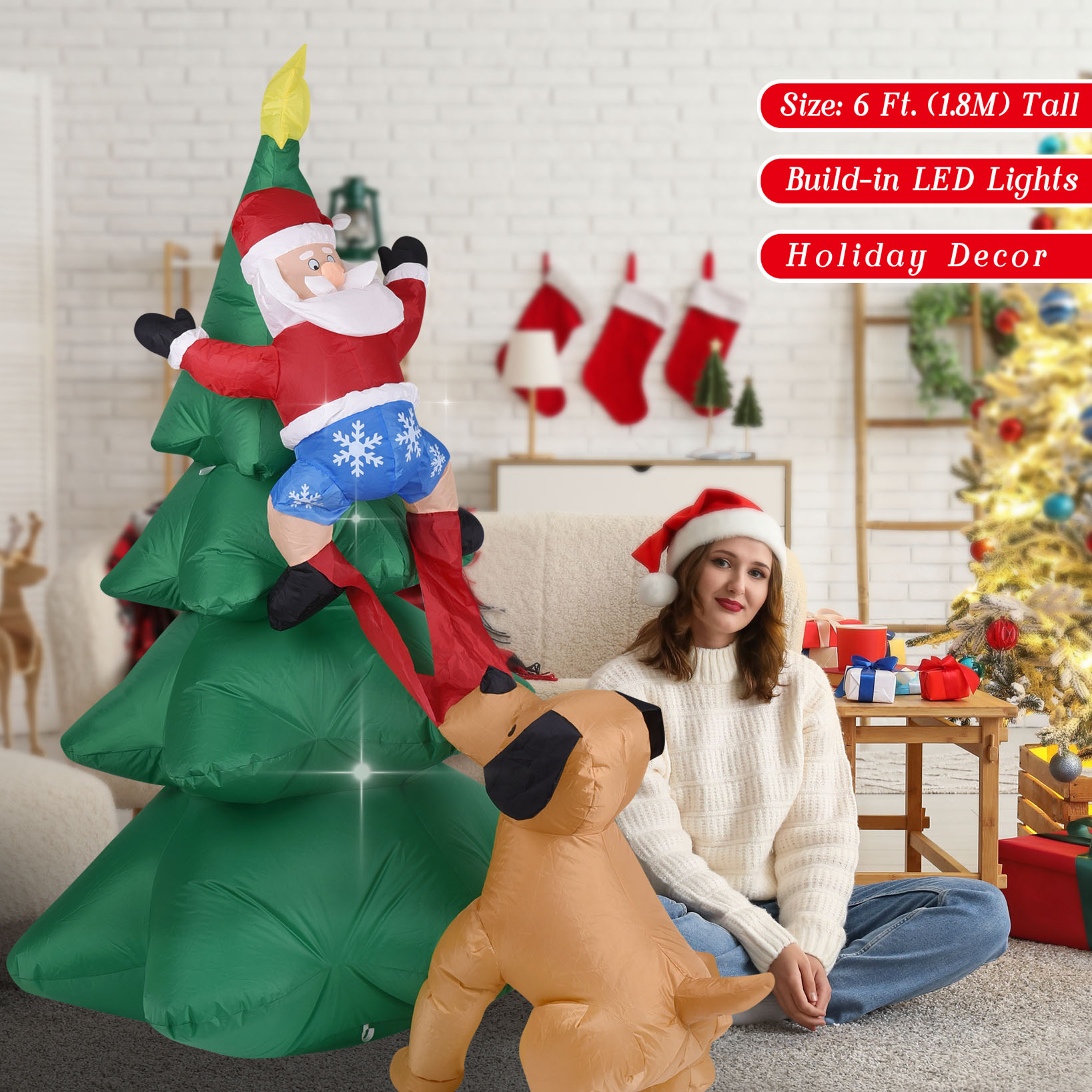 Kerst opblaasbare hond met ker - Outdoor Lighting For Christmas recensie en prijs